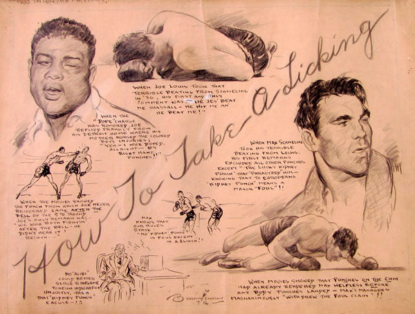 LOUIS, JOE-MAX SCHMELING CARTOON ARTWORK BY BURRIS JENKINS