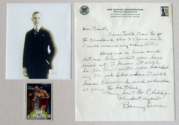 LEONARD, BENNY HAND WRITTEN LETTER DISPLAY