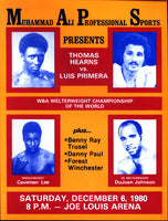 HEARNS, THOMAS-LUIS PRIMERA OFFICIAL PROGRAM (1980)