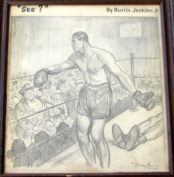 LOUIS, JOE ORIGINAL CARTOON ART BY BURRIS JENKINS (EARLY 1940'S)