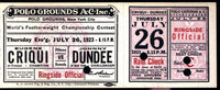 CRIQUI, EUGENE-JOHNNY DUNDEE FULL TICKET (1923)