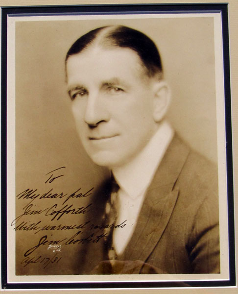 CORBETT, JAMES J. SIGNED PHOTOGRAPH (TO PROMOTER JAMES COFFROTH)