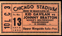 GAVILAN, KID-JOHNNY BRATTON BOXING TICKET (1953)