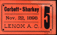 CORBETT, JAMES J.-TOM SHARKEY FULL TICKET (1898)