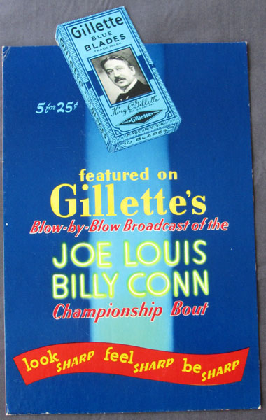 LOUIS, JOE-BILLY CONN I GILLETTE ADVERTSING STANDEE (1941)
