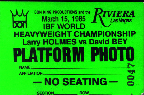 HOLMES, LARRY-DAVID BEY CREDENTIAL TICKET (1985)