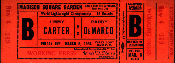 CARTER, JIMMY-PADDY DEMARCO FULL TICKET (1954)