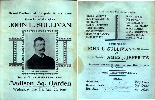 SULLIVAN, JOHN L. TESTIMONIAL PROGRAM (1900)