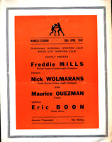 MILLS, FREDDIE-NICK WOLMARANS OFFICIAL PROGRAM (1947)