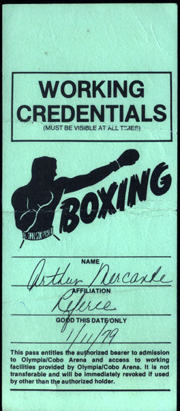 HEARNS, TOMMY-CLYDE GRAY CREDENTIAL (ARTHUR MERCANTE-1979)