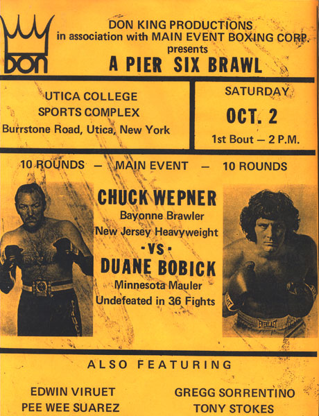 BOBICK, DUANE-CHUCK WEPNER ON SITE BROADSIDE (1976)