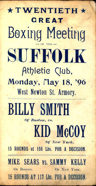 MCCOY, KID-"MYSTERIOUS" BILLY SMITH OFFICIAL PROGRAM (1896)