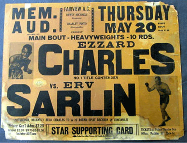 CHARLES, EZZARD-ERV SARLIN ON SITE POSTER (1948)