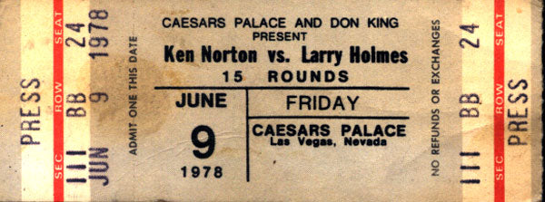 HOLMES, LARRY-KEN NORTON OFFICIAL STUBLESS TICKET (1978)