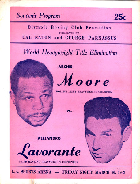 MOORE, ARCHIE-ALEJANDRO LAVORANTE OFFICIAL PROGRAM (1962)