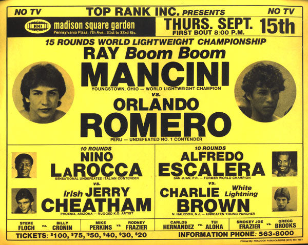 MANCINI, RAY "BOOM BOOM"-ORLANDO ROMERO BROADSIDE POSTER (1983)