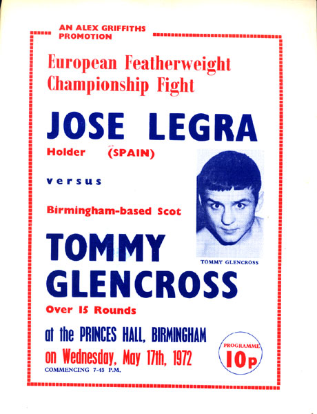 LEGRA, JOSE-TOMMY GLENCROSS OFFICIAL PROGRAM (1972)