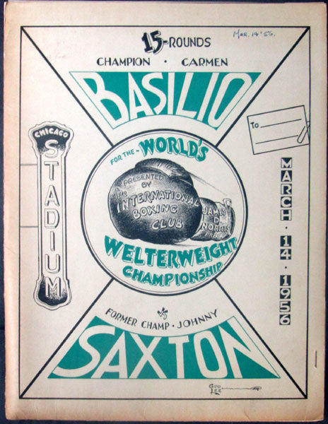 BASILIO, CARMEN-JOHNNY SAXTON OFFICIAL PRESS KIT (1956)