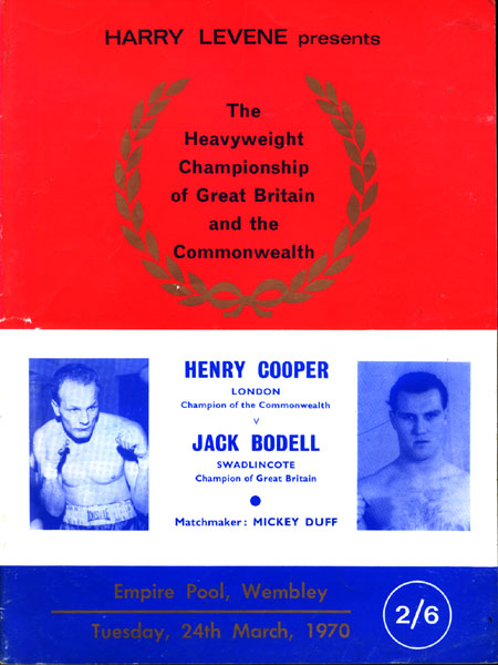 COOPER, HENRY-JACK BODELL OFFICIAL PROGRAM (1970)