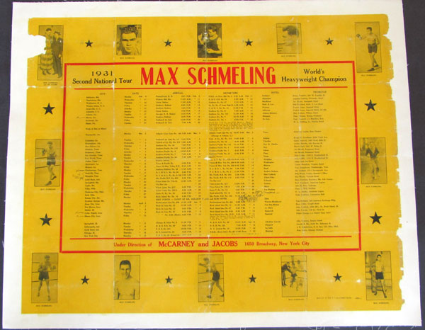 SCHMELING, MAX RARE PROMOTIONAL POSTER (AS CHAMPION-1931)