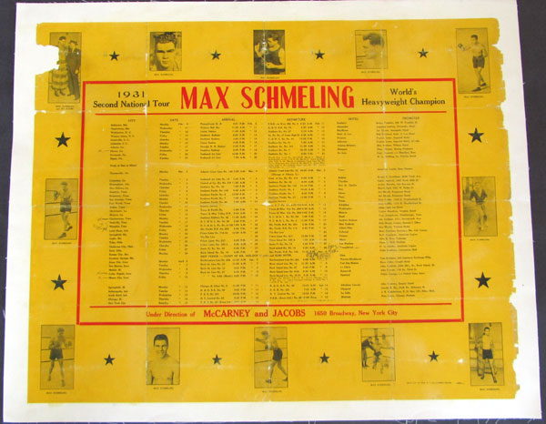 SCHMELING, MAX RARE PROMOTIONAL POSTER (AS CHAMPION-1931)