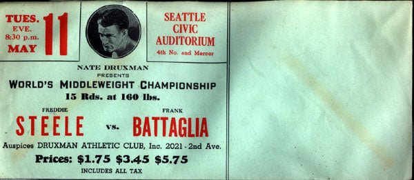 STEELE, FREDDIE-FRANK BATTAGLIA ORIGINAL FIGHT ENVELOPE (1937)