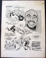 HAGLER, MARVIN ORIGINAL CARTOON ART (BY CHARLIE MCGILL-RING MAGAZINE-1980)