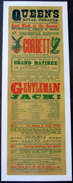 CORBETT, JAMES J. ORIGINAL THEATER POSTER (GENTLEMAN JACK-1894)