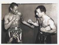 ARMSTRONG, HENRY-PETEY SARRON ORIGINAL WIRE PHOTO (SQUARING OFF-1937)