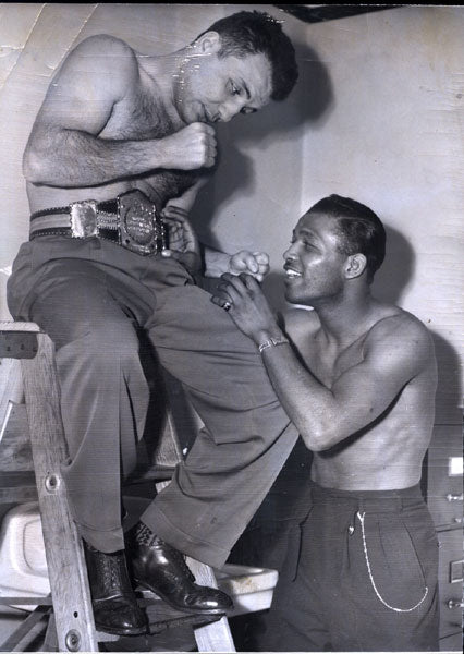 ROBINSON, SUGAR RAY-JAKE LAMOTTA  ORIGINAL WIRE PHOTO (1951)