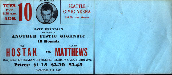 HOSTAK, AL-ALLEN MATTHEWS FIGHT ENVELOPE (1937)