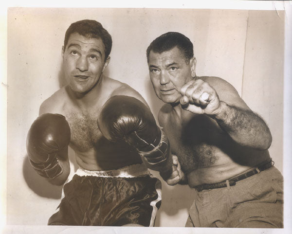 MARCIANO, ROCKY & JACK DEMPSEY ORIGINAL WIRE PHOTO (1952)