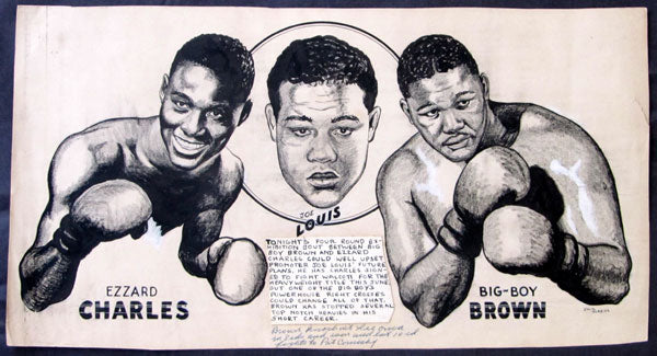 LOUIS, JOE-EZZARD CHARLES-BIG BOY BROWN ORIGINAL CARTOON ART (BY JACK GLAZIER-1949)