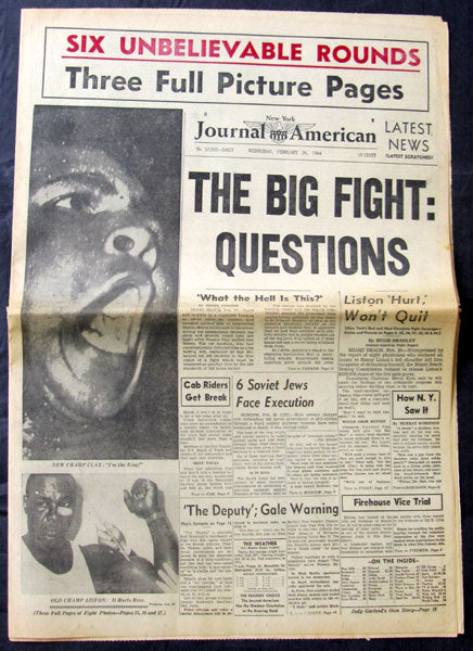 CLAY, CASSIUS-SONNY LISTON I ORIGINAL NEWSPAPER (JOURNAL AMERICAN-1964)