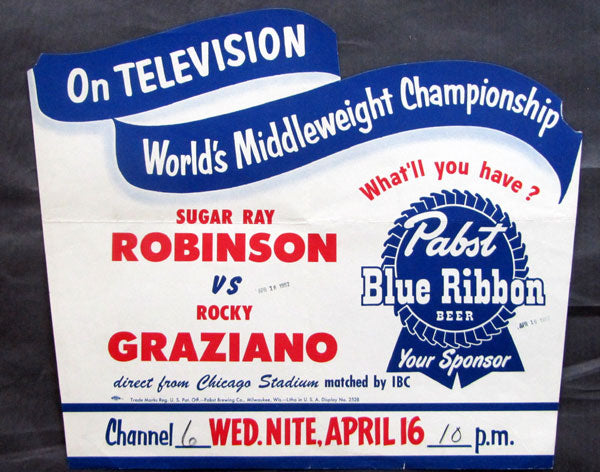 ROBINSON, SUGAR RAY-ROCKY GRAZIANO PABST BLUE RIBBON TELEVISION POSTER (1952)
