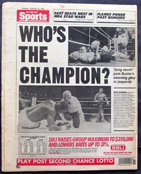 TYSON, MIKE-BUSTER DOUGLAS ORIGINAL NEWSPAPER (NEW YORK POST-1990)