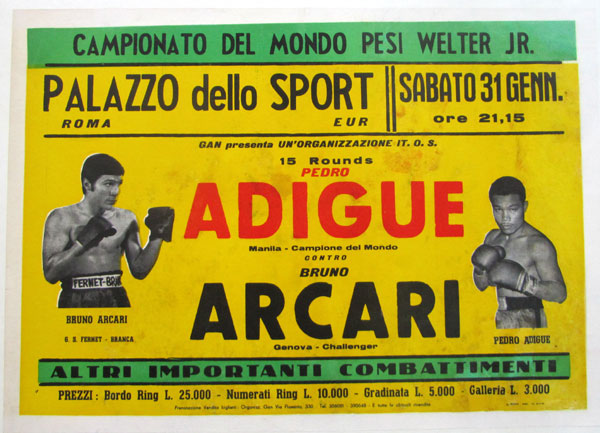 ARCARI, BRUNO-PEDRO ADIGUE ON SITE POSTER (1970-ARCARI WINS TITLE)