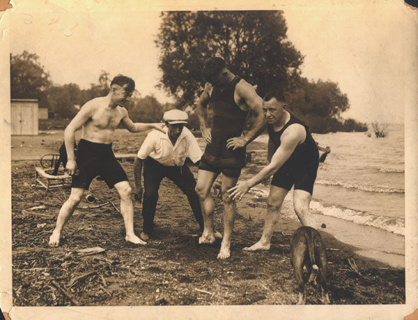 DEMPSEY, JACK TRAINING CAMP WIRE PHOTO (SWIMMING WITH DEFOREST)