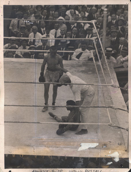 Johnny Buff BUFF, JOHNNY-INDIAN RUSSELL ORIGINAL WIRE PHOTO (1921) – JO Sports Inc.