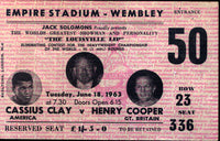 CLAY, CASSIUS-HENRY COOPER I STUBLESS OFFICIAL TICKET (1963)