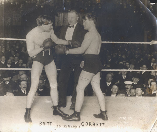 BRITT, JIMMY-YOUNG CORBETT II ORIGINAL ANTIQUE PHOTO (1904-PREFIGHT)