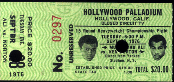 ALI, MUHAMMAD-KEN NORTON III STUBLESS CLOSED CIRCUIT TICKET (1976)