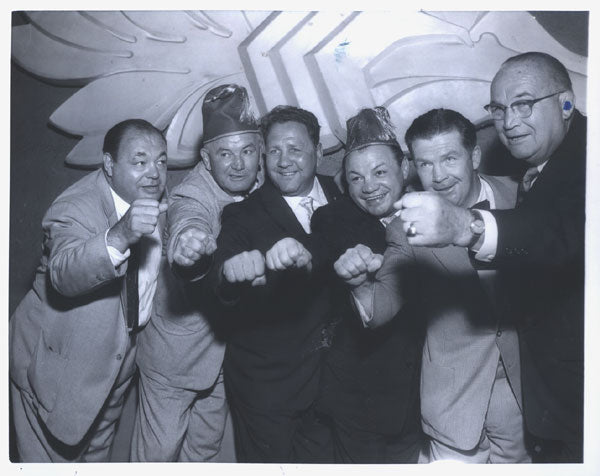 OLD TIME BOXERS DINNER ORIGINAL WIRE PHOTO (1957)