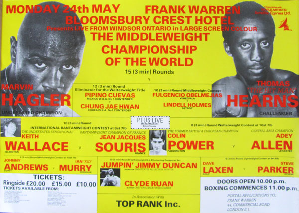 HAGLER, MARVIN-THOMAS HEARNS CLOSED CIRCUIT POSTER (1985)