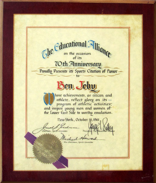 JEBY, BEN THE EDUCATIONAL ALLIANCE AWARD (1961)