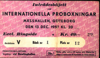 JOHANSSON, INGEMAR-ARCHIE MCBRIDE ORIGINAL STUBLESS TICKET (1957)