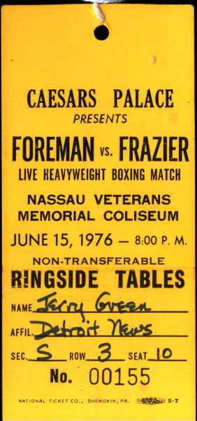 FOREMAN, GEORGE-JOE FRAZIER II ORIGINAL CREDENTIAL (1976)