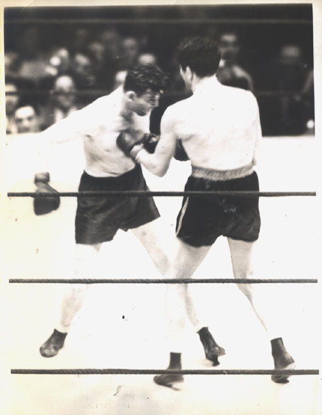 BRADDOCK, JIMMY-MAX BAER ORIGINAL WIRE PHOTO (1935-8TH ROUND)