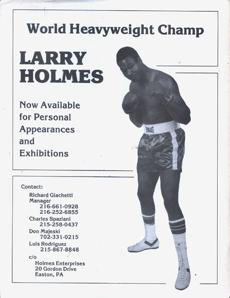 HOLMES, LARRY PERSONAL BROADSIDE (1980'S AS CHAMPION)