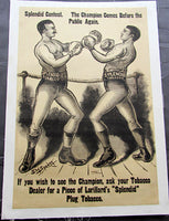 LORILLARD "SPLENDID" TOBACCO ORIGINAL BOXING POSTER (CIRCA 1880's)